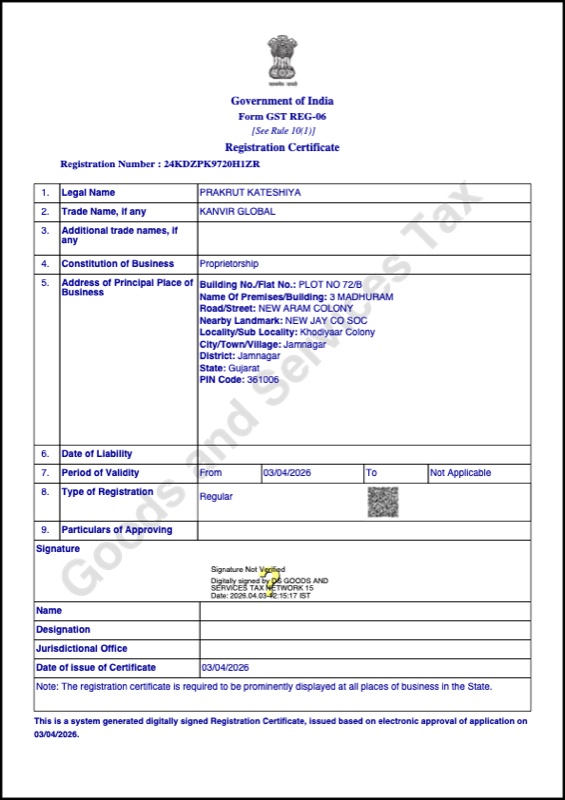 GST Registration Certificate